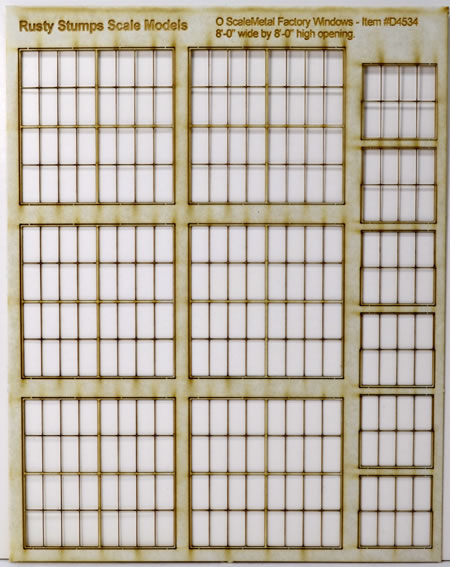 O Scale 8x4 Thin Frame Factory Style Windows