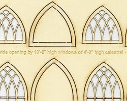 O Scale Arc Top Church Windows