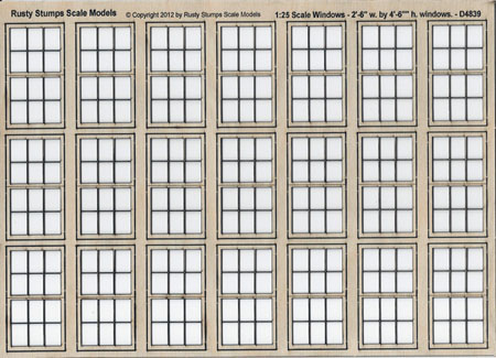 1:25 Scale Double Hung Windows for 2ft~6in x 4ft~6in opening