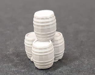 3D Printed Large Wooden Barrel Group ~ HO Scale