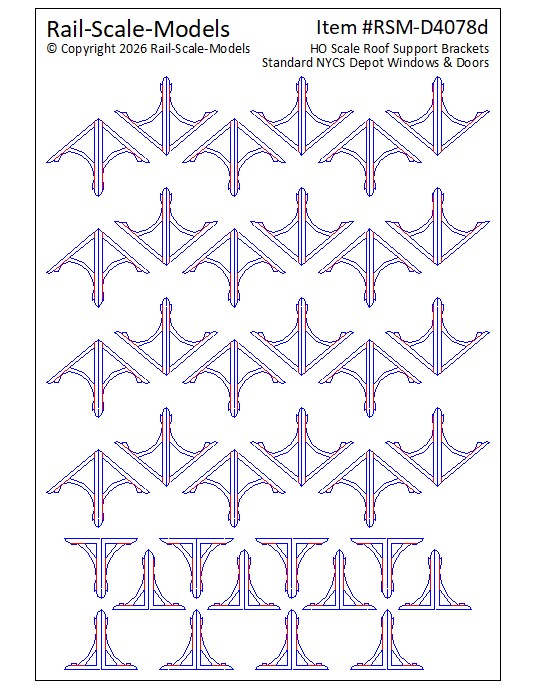 HO Scale Collection of NYCS Roof Awning Support Brackets