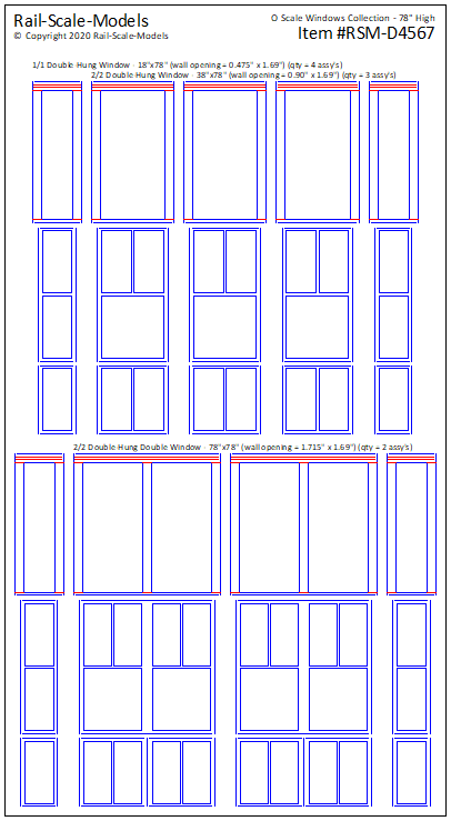 Rail Scale Models: O Scale Double Hung Framed Windows