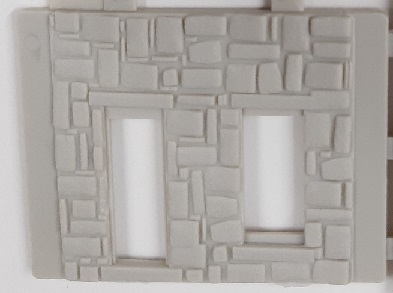 Stone Wall Section with Ped Door & Window Openings 2 ~ HO Scale