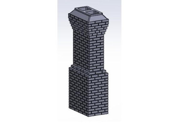 3D Printed 9ft Tall Brick Chimney wDual Exhaust No 1 ~ HO Scale