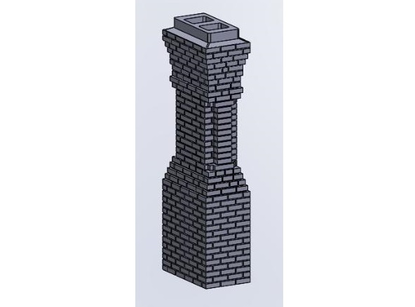 3D Printed 10ft Tall Brick Chimney wDual Exhaust No 2 ~ HO Scale