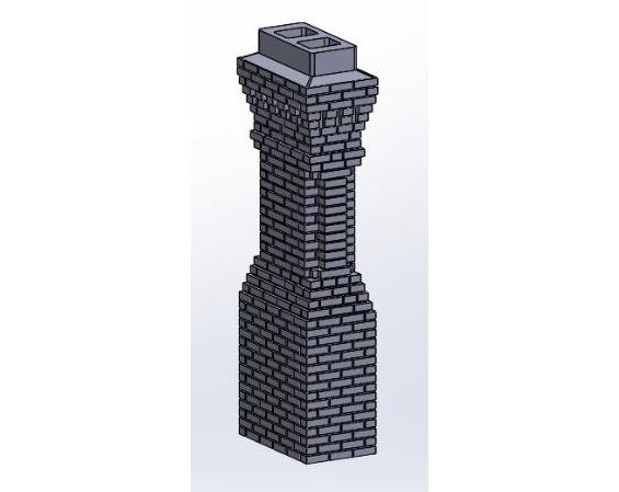 3D Printed 10ft Tall Brick Chimney wDual Exhaust No 4 ~ HO Scale